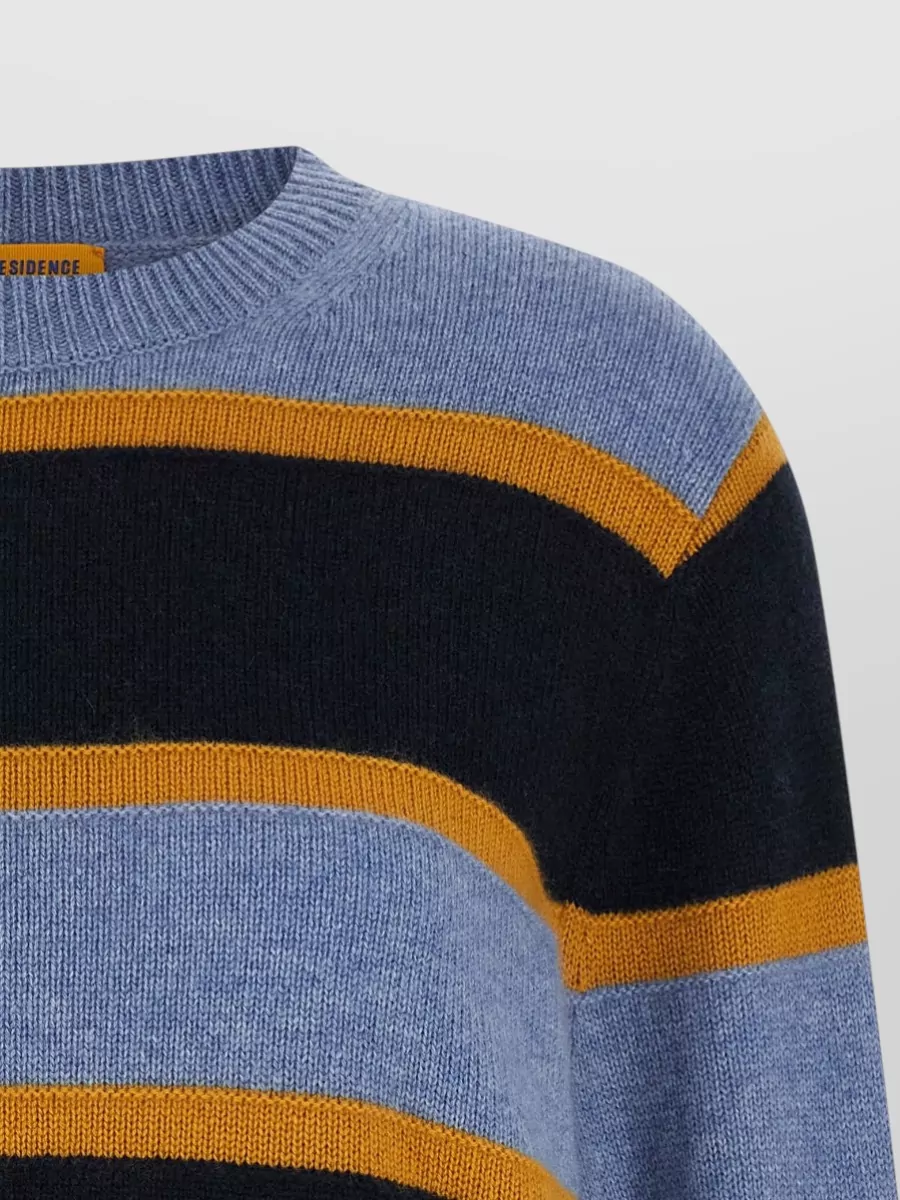 Guest In Residence Striped Cashmere Crew-Neck Long-Sleeve Sweater