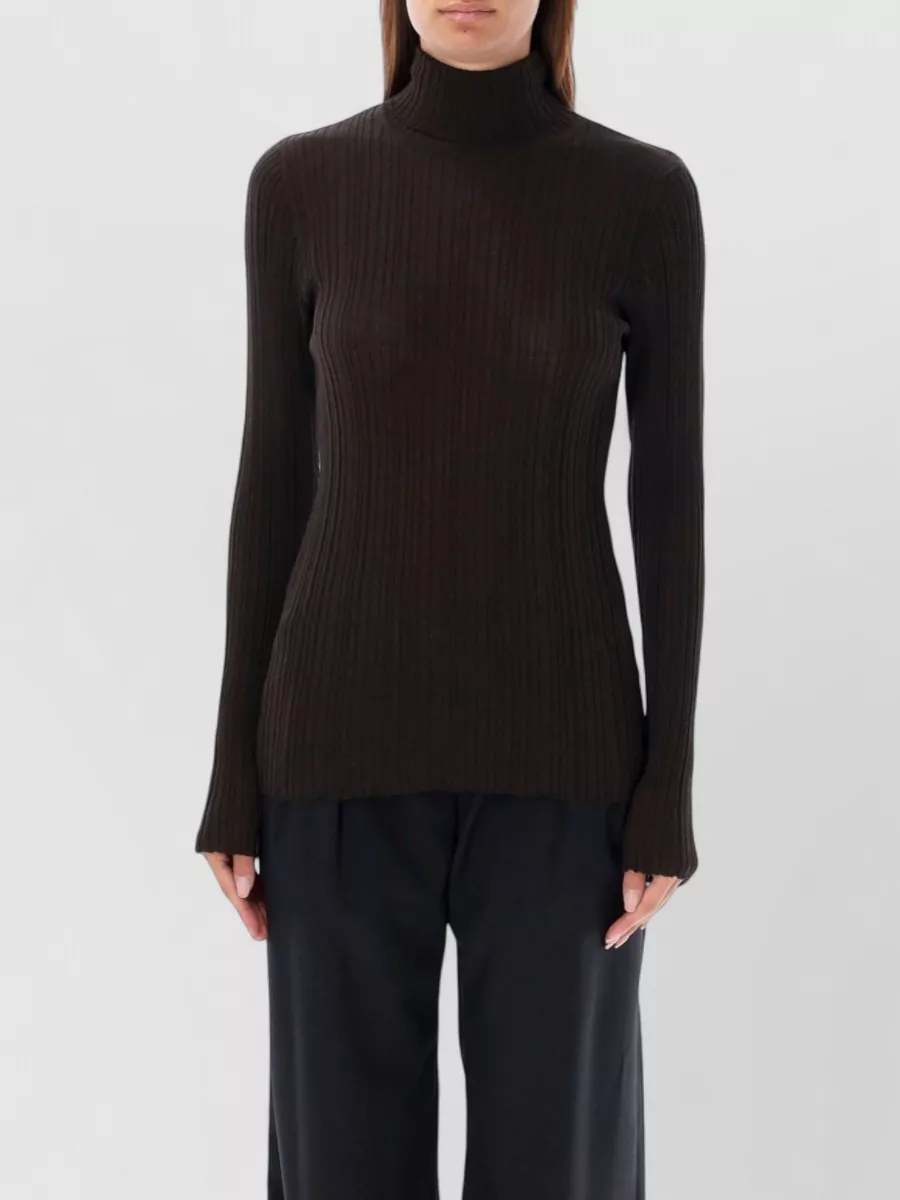 Rhea Costa Merino Wool Ribbed Roll Neck Jumper
