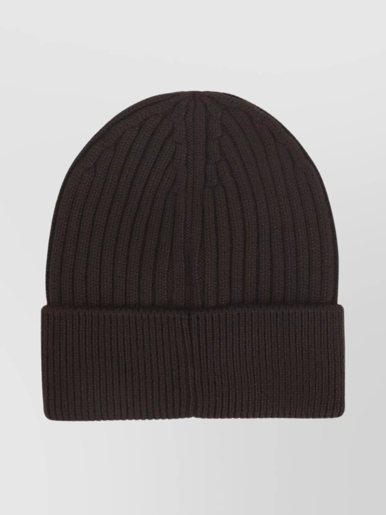 Moncler L Beanie Hat With Logo Patch In Brown