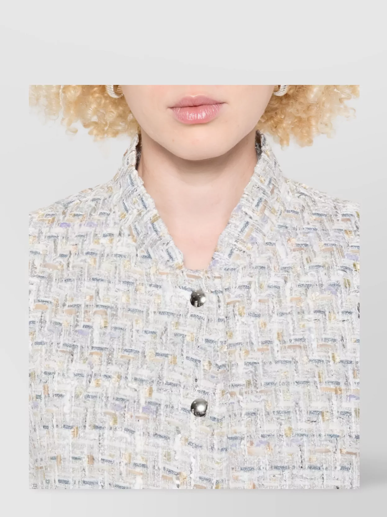 Iro Noemy Tweed Texture Cotton Jacket With Welt Pockets