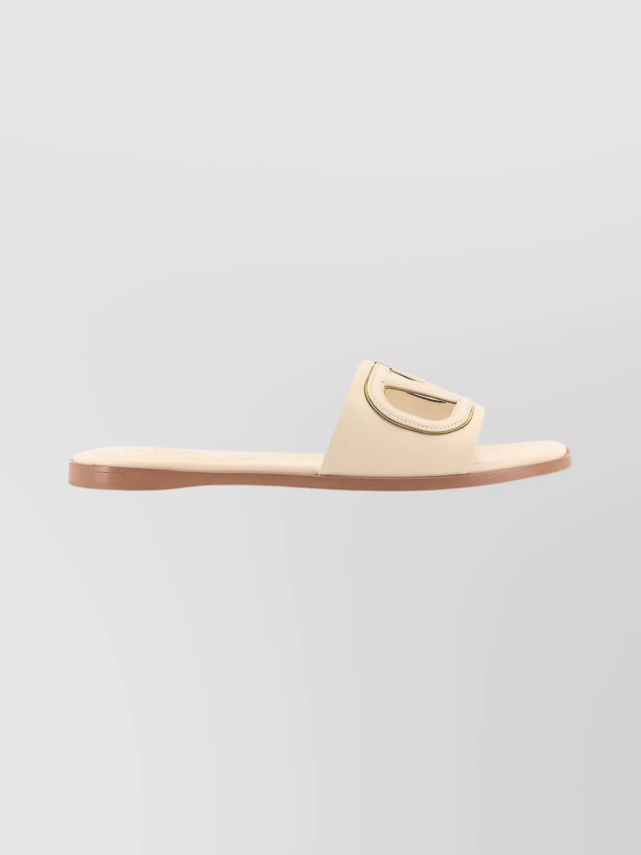 Valentino Leather Slides With Cut-out Logo Design