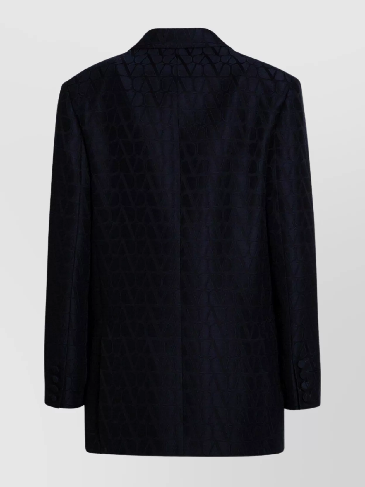 Valentino All-over Monogram Virgin Wool And Silk Double Breasted Blaze In Black