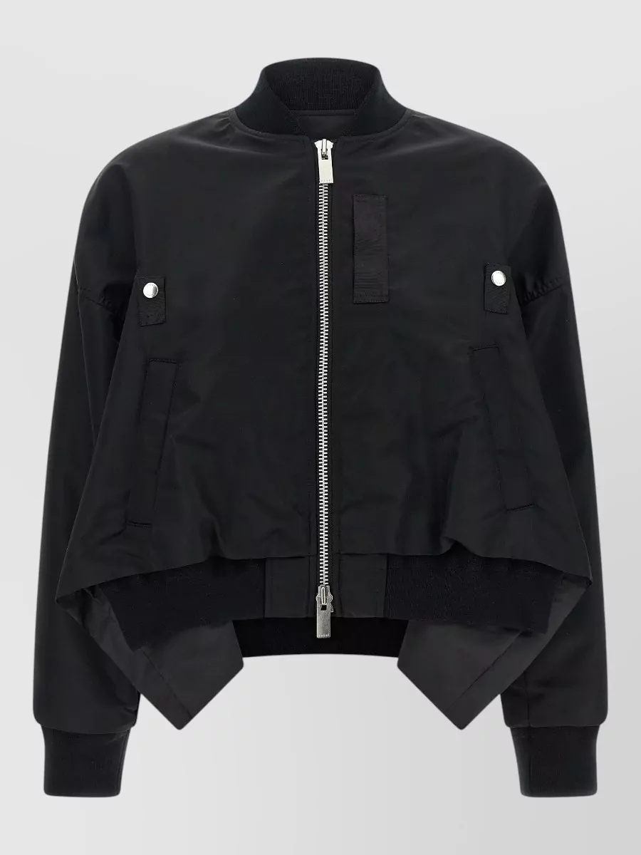 Sacai Nylon Ribbed Cropped Bomber Jacket
