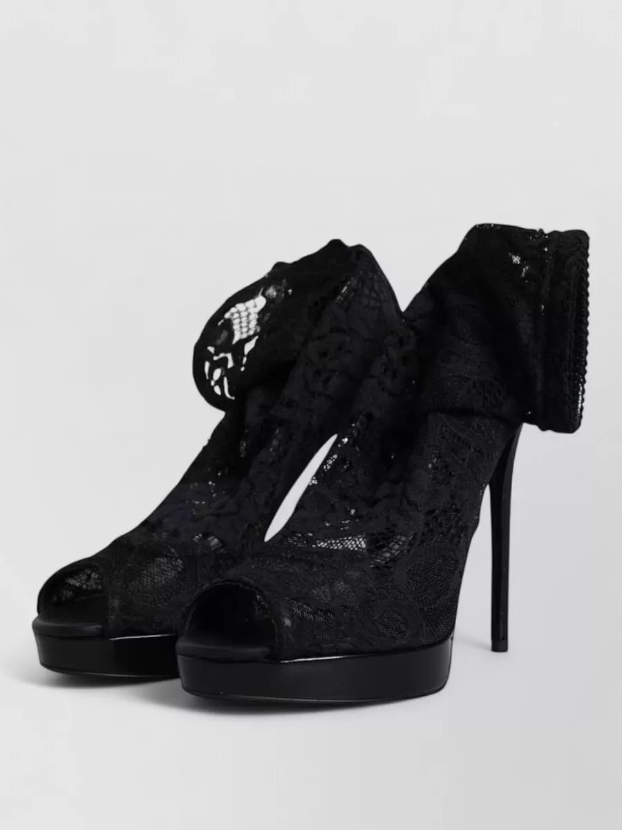 Dolce&Gabbana Lace Peep-Toe Platform Pumps