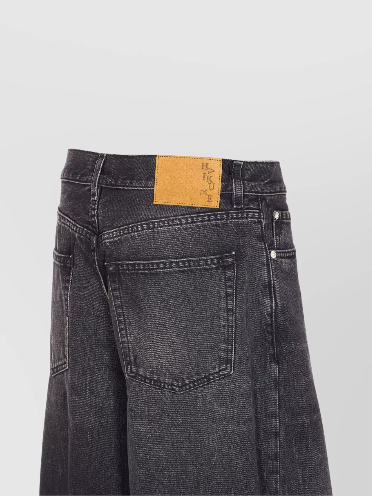 Haikure Wide Leg Five Pocket Trousers With Patch In Gray
