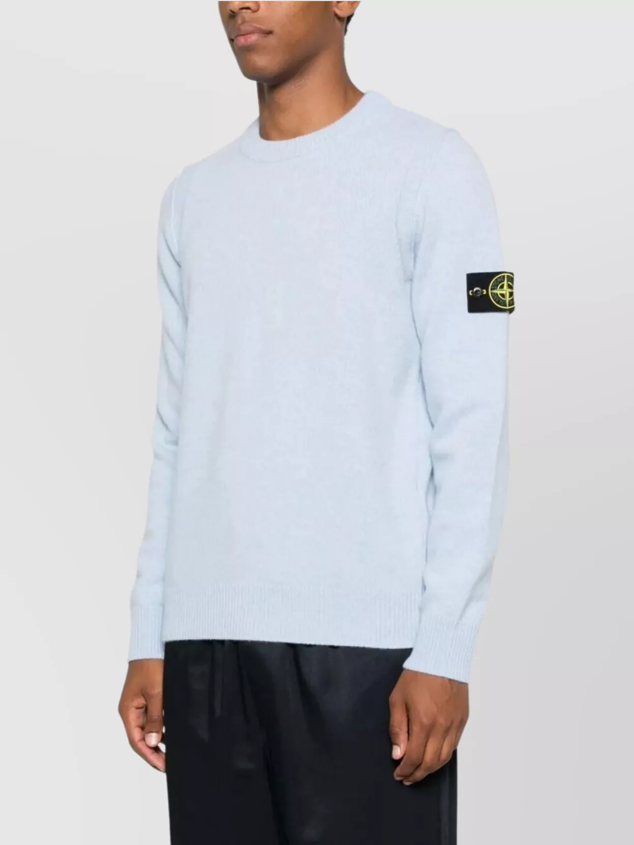 Stone Island Lambswool Sweater With Ribbed Cuffs And Hem