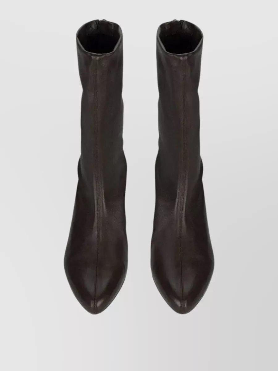 Victoria Beckham Leather Mid-Heel Ankle Boots