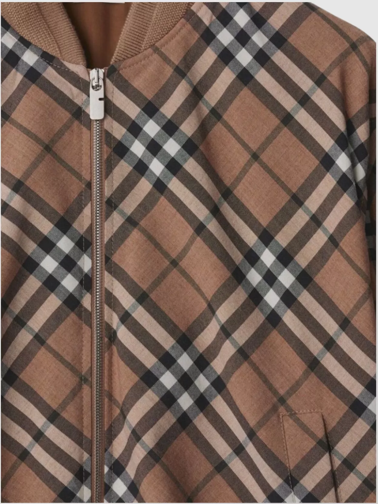 Burberry Check Print Wool Blend Harrington Jacket