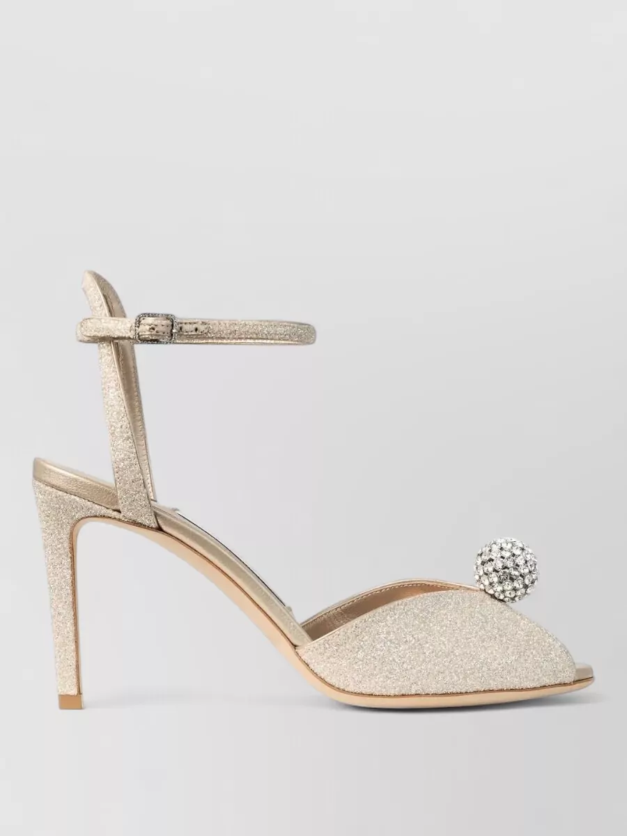 Jimmy Choo Sakora 85 Glitter Fabric Sandals Crystal