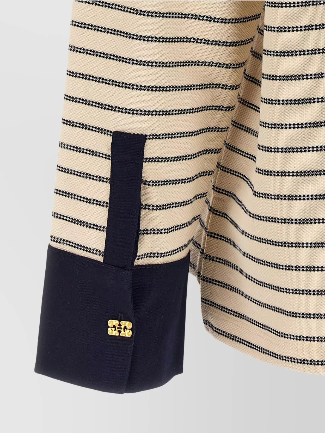 Ganni Striped Cotton Polo Shirt