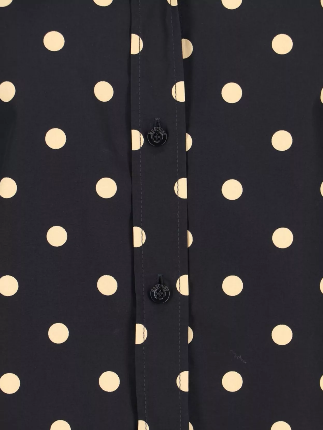 Moschino Long Sleeve Polka Dot Collared Top In Black