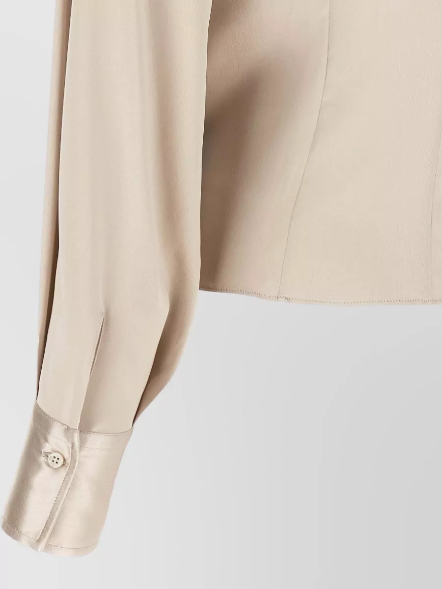 Brunello Cucinelli Silk Asymmetric Draped High Neck Blouse