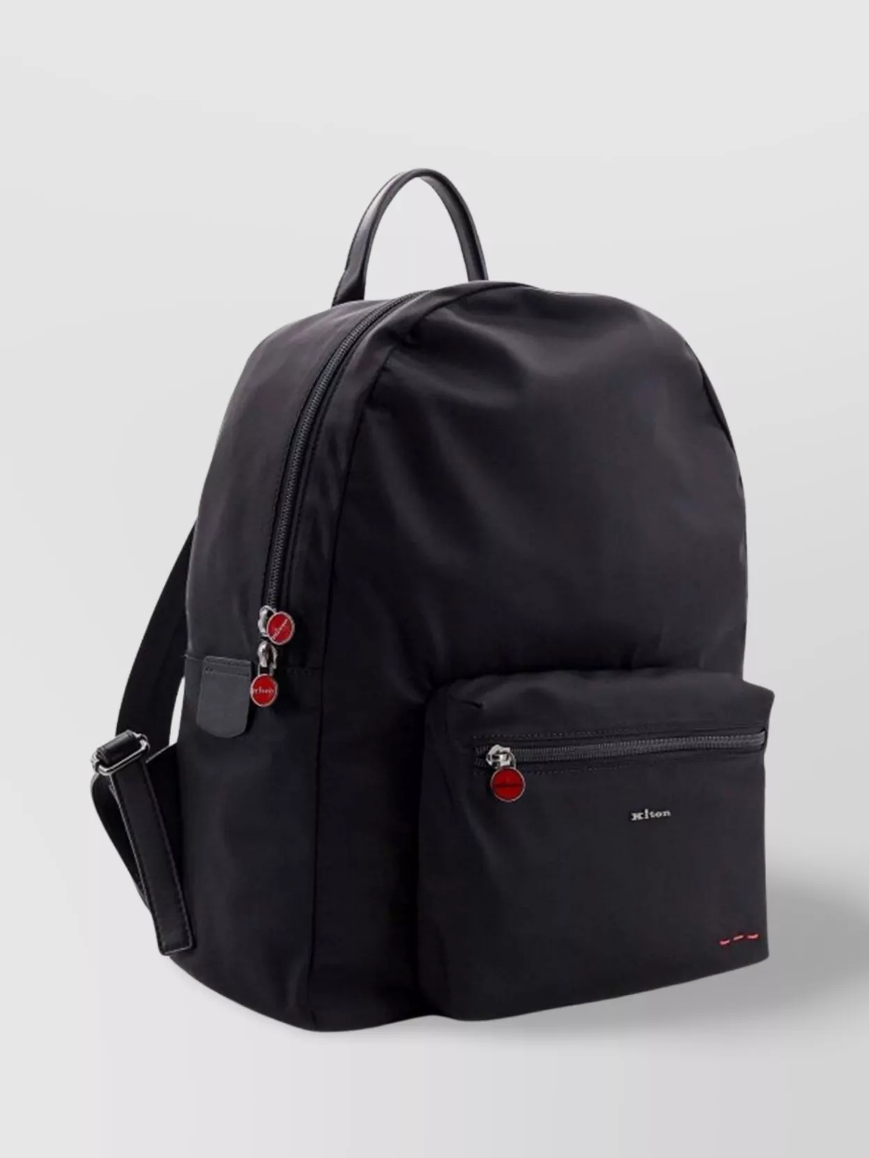 Kiton Nylon Backpack Logo Leather Handle