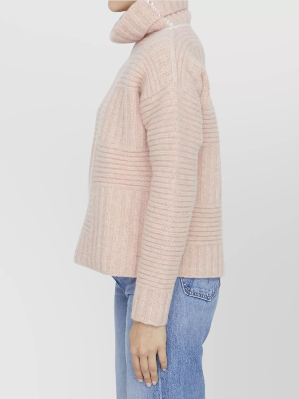 Bottega Veneta Ribbed Pattern Wool Turtleneck Sweater
