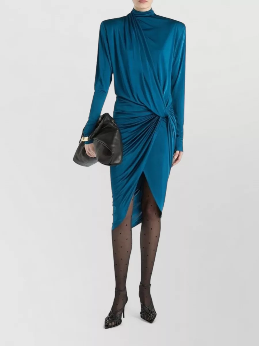Balmain draped knot-detail midi dress