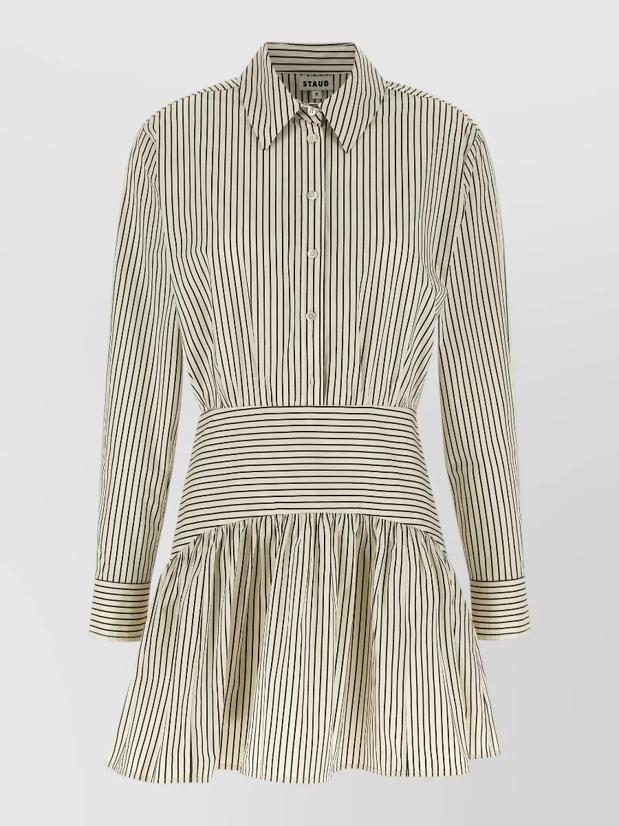 Staud striped cotton poplin shirt mini dress