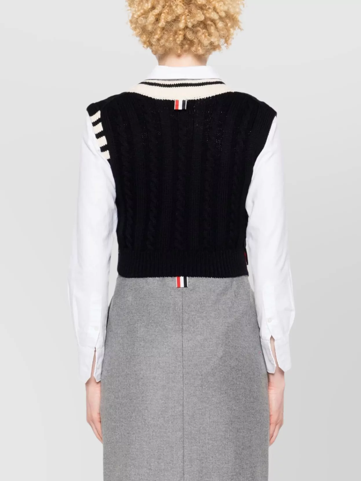 Thom Browne Striped Cable-Knit Sleeveless Vest