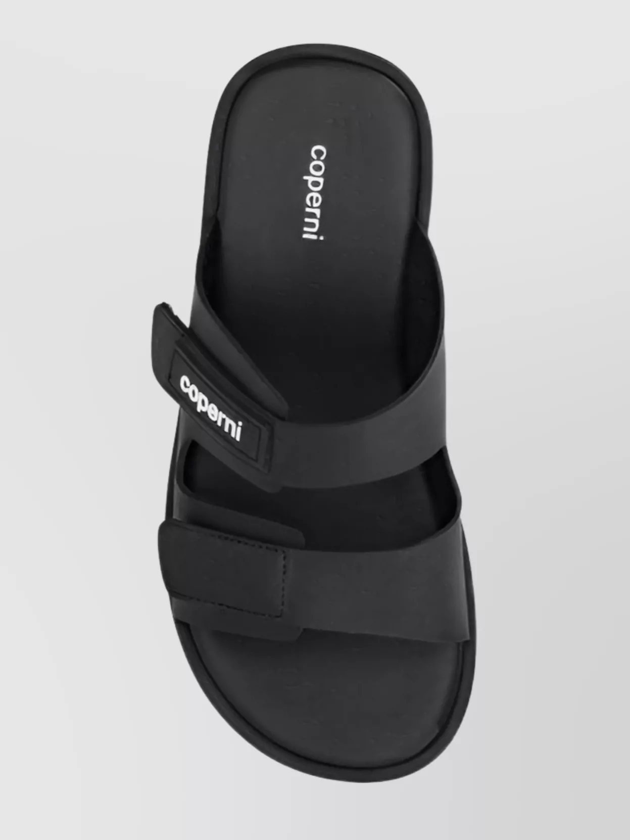 Coperni Black Wedges With Logo Patch On The Front And Touch-strap Closure In Leather Woman