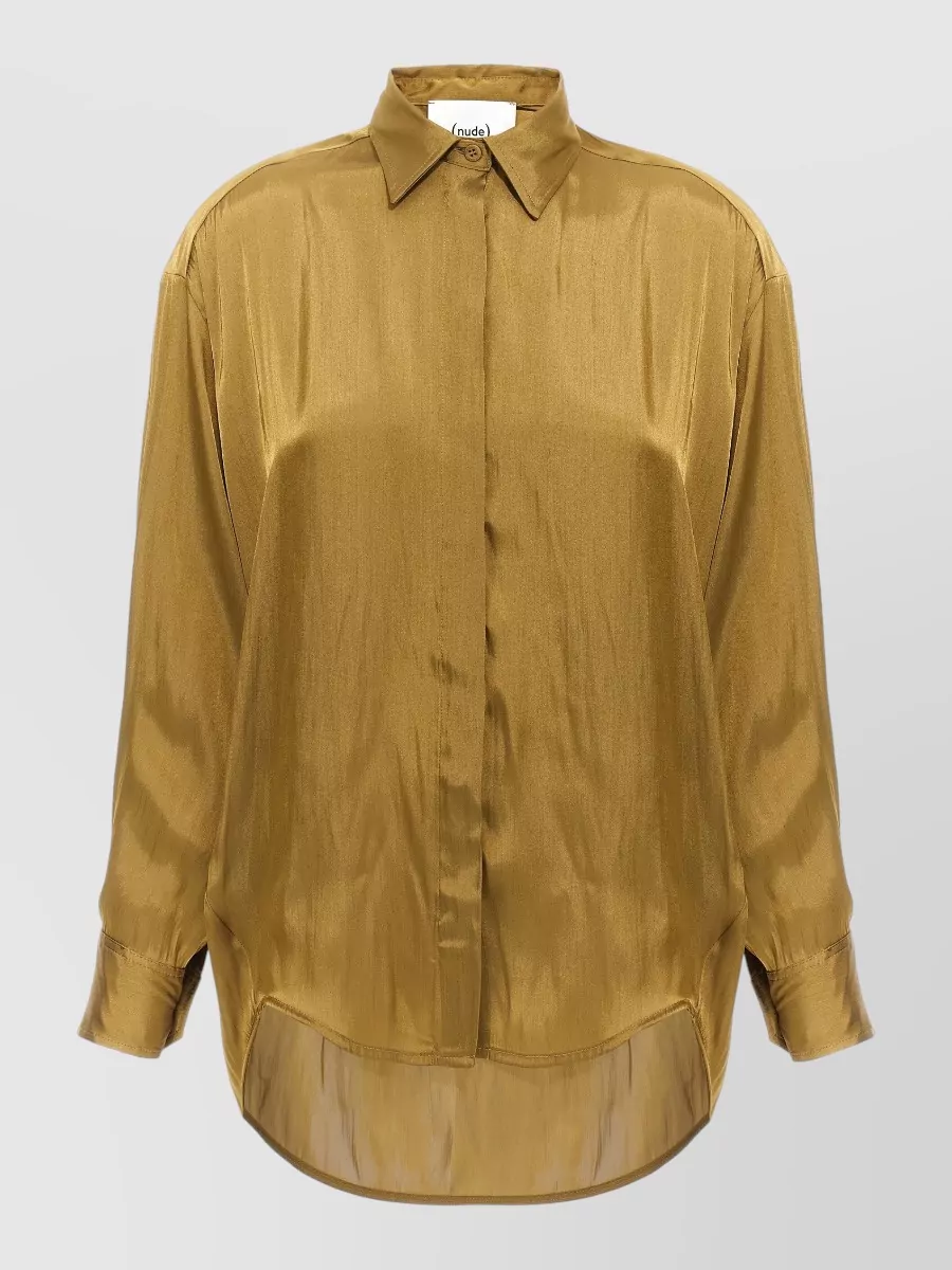 Nude Satin asymmetric shirt