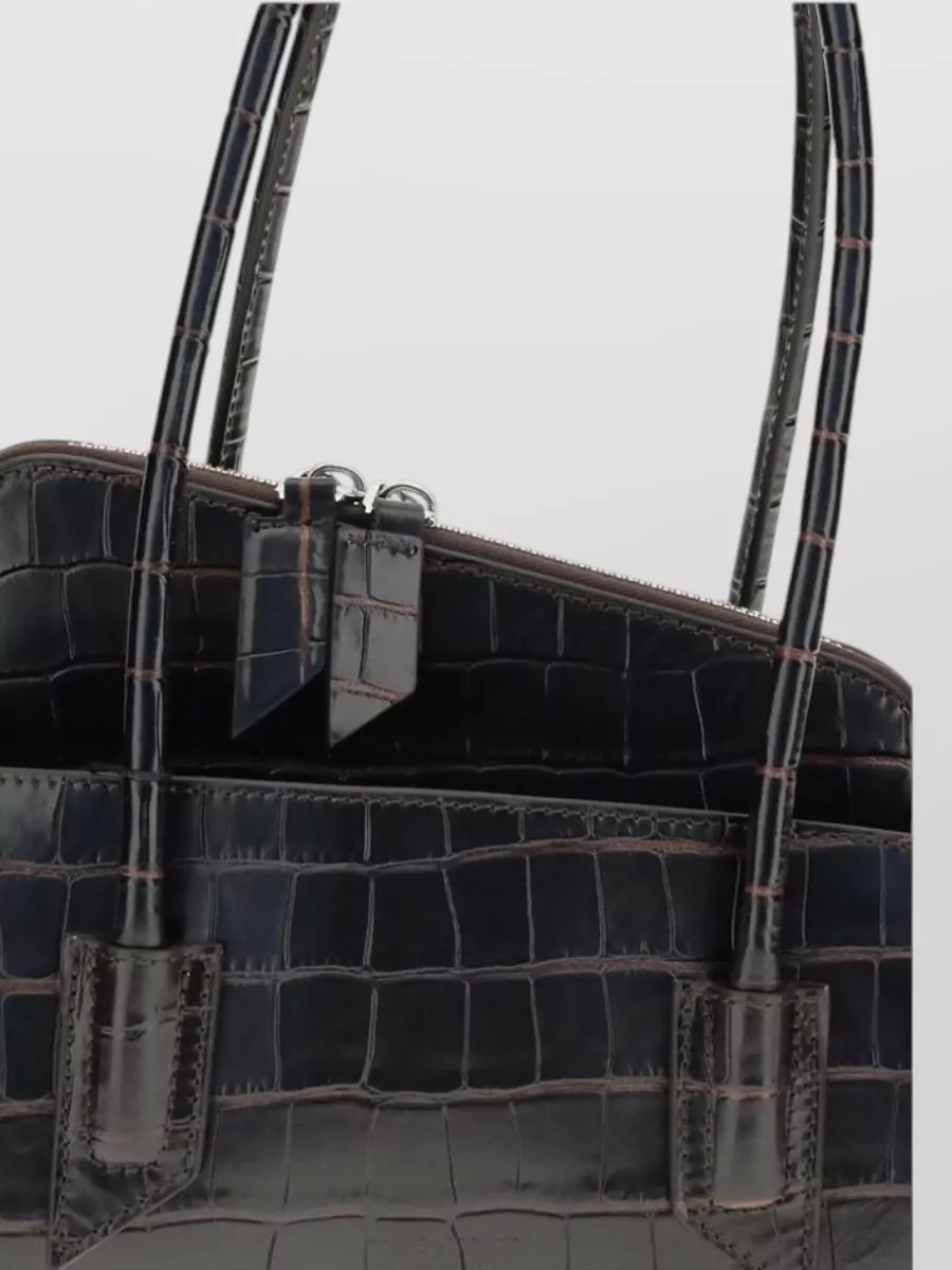 The Attico Small Calf Leather Crocodile Embossed Tote Bag