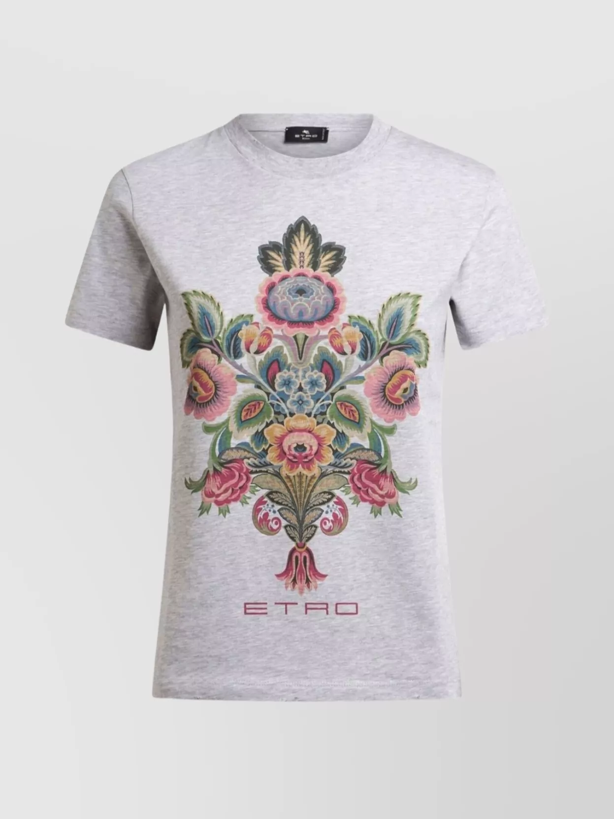Etro Floral Crew Neck Short Sleeve Top In Gray