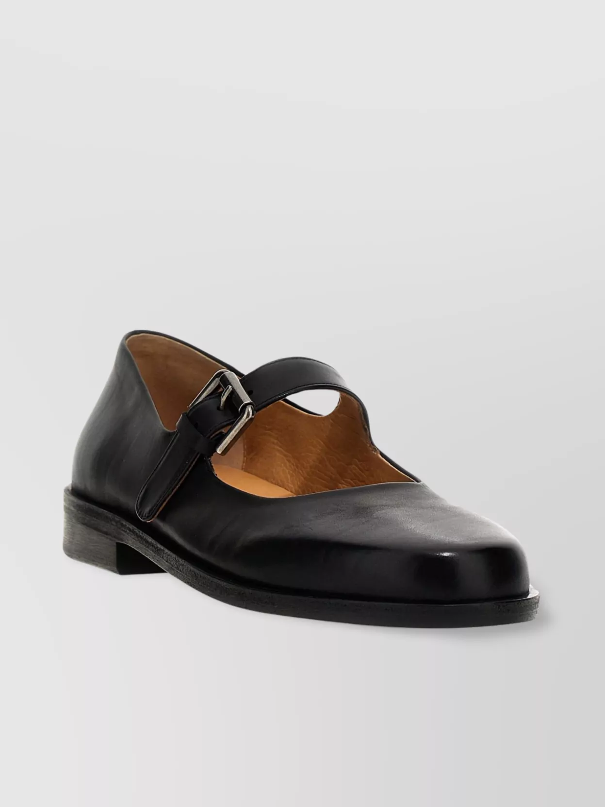 Marsèll Round Toe Leather Ballerina Shoes In Black