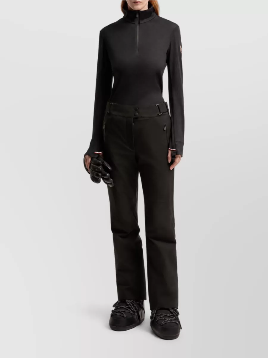 Moncler Wool Silk Half Zip Mock Neck Sweater