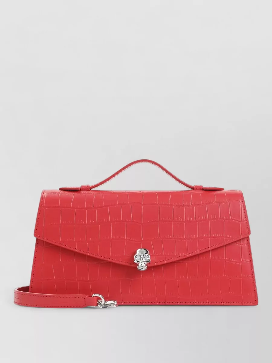 Alexander McQueen skull top handle crocodile embossed bag