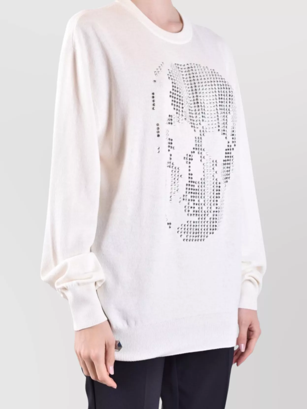 Philipp Plein Crew Neck Embellished Ribbed Knitwear