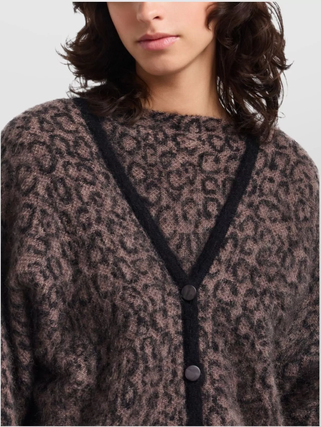 Emporio Armani Leopard Print Long Sleeve Knitwear Cardigan In Multi