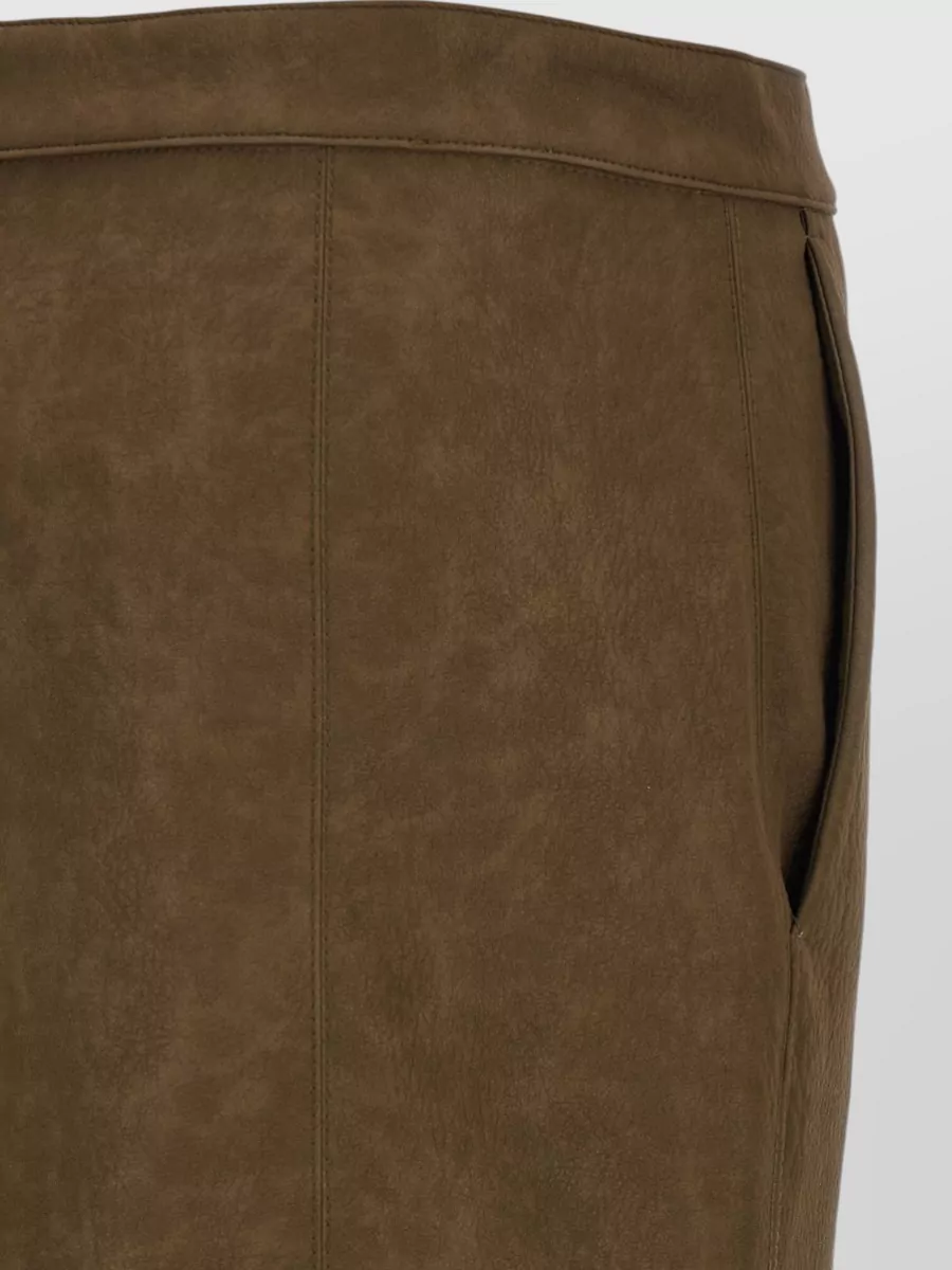 Pinko Leather Asymmetric-Zip Pencil Skirt
