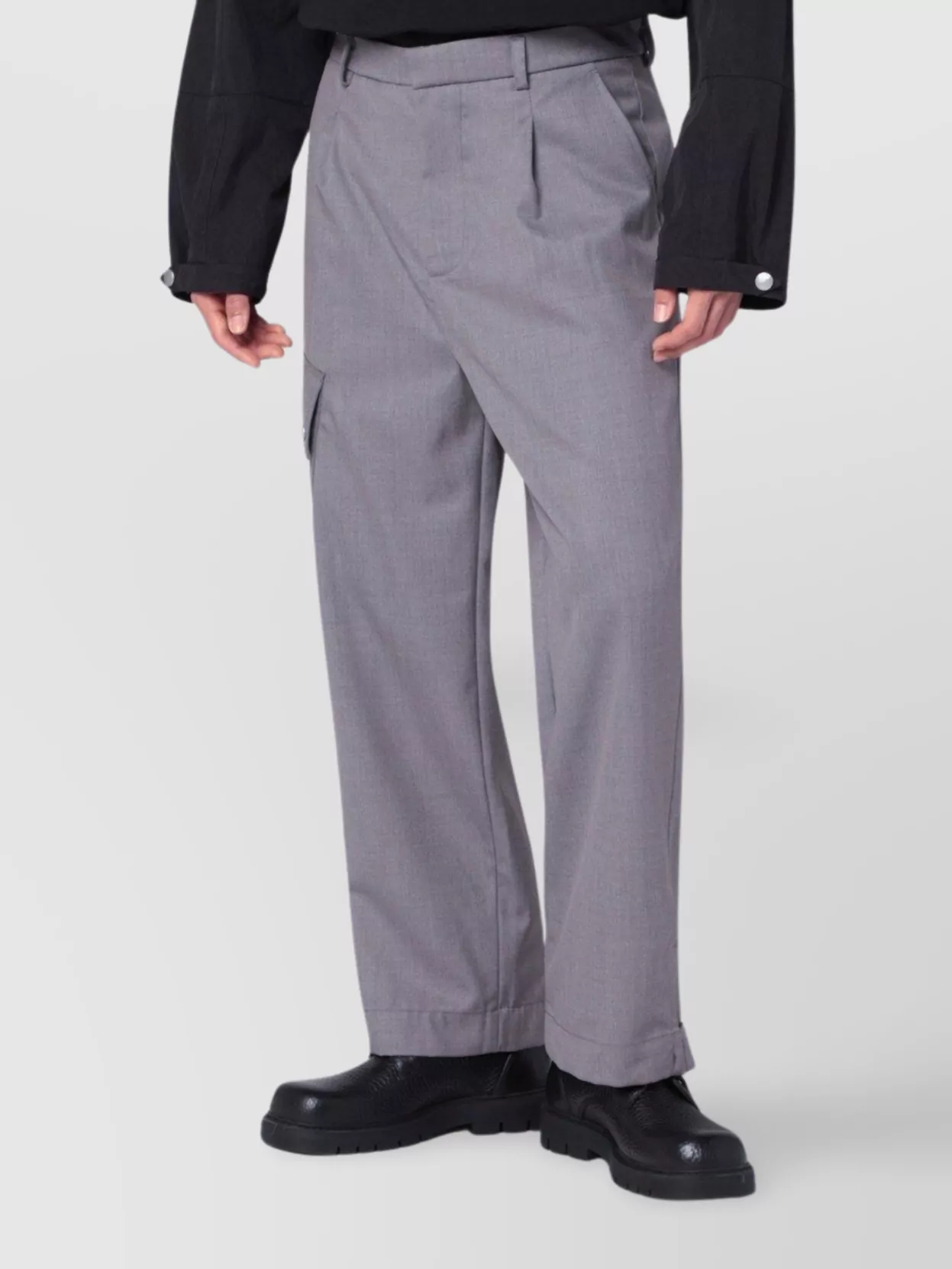 Oamc Trousers Wool Blend Multiple Pockets In Gray