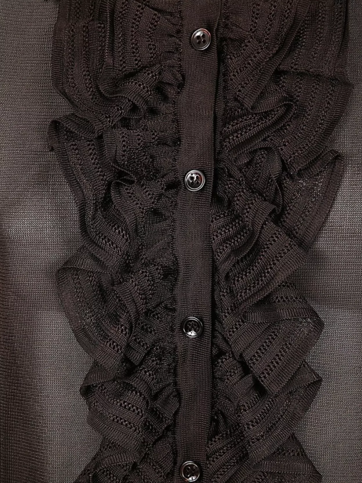 Tom Ford Ruffled Sheer Fabric Long Sleeves Top