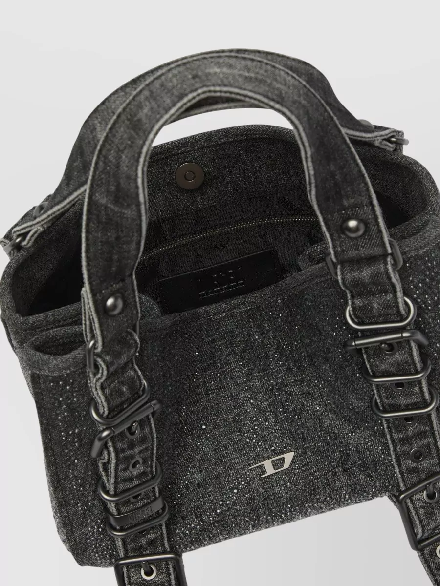 Diesel Small Crystal-Embellished Denim Tote Bag