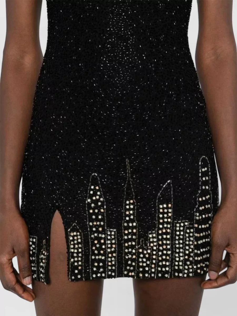 Staud Beaded Sleeveless Square Neck Mini Dress
