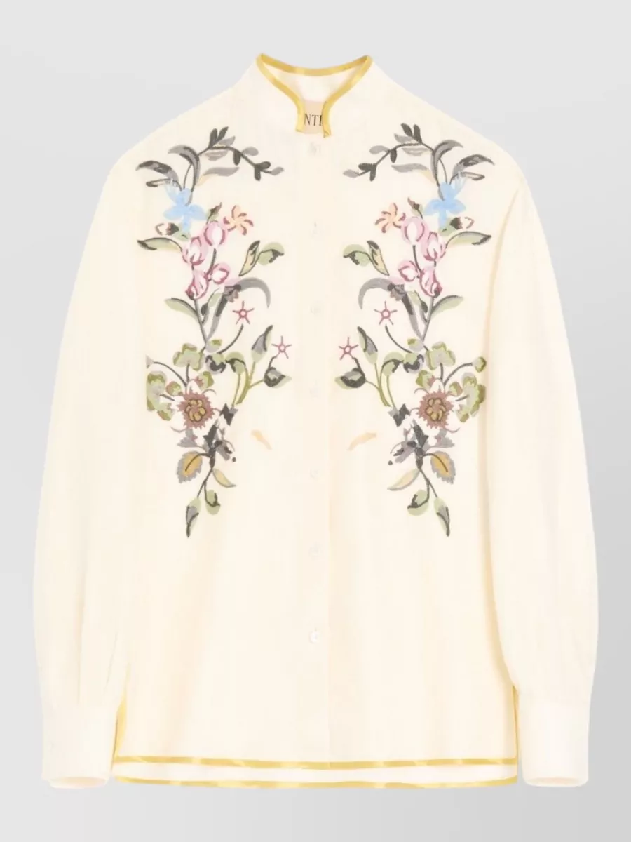 Valentino Garavani Embroidered linen long-sleeve shirt