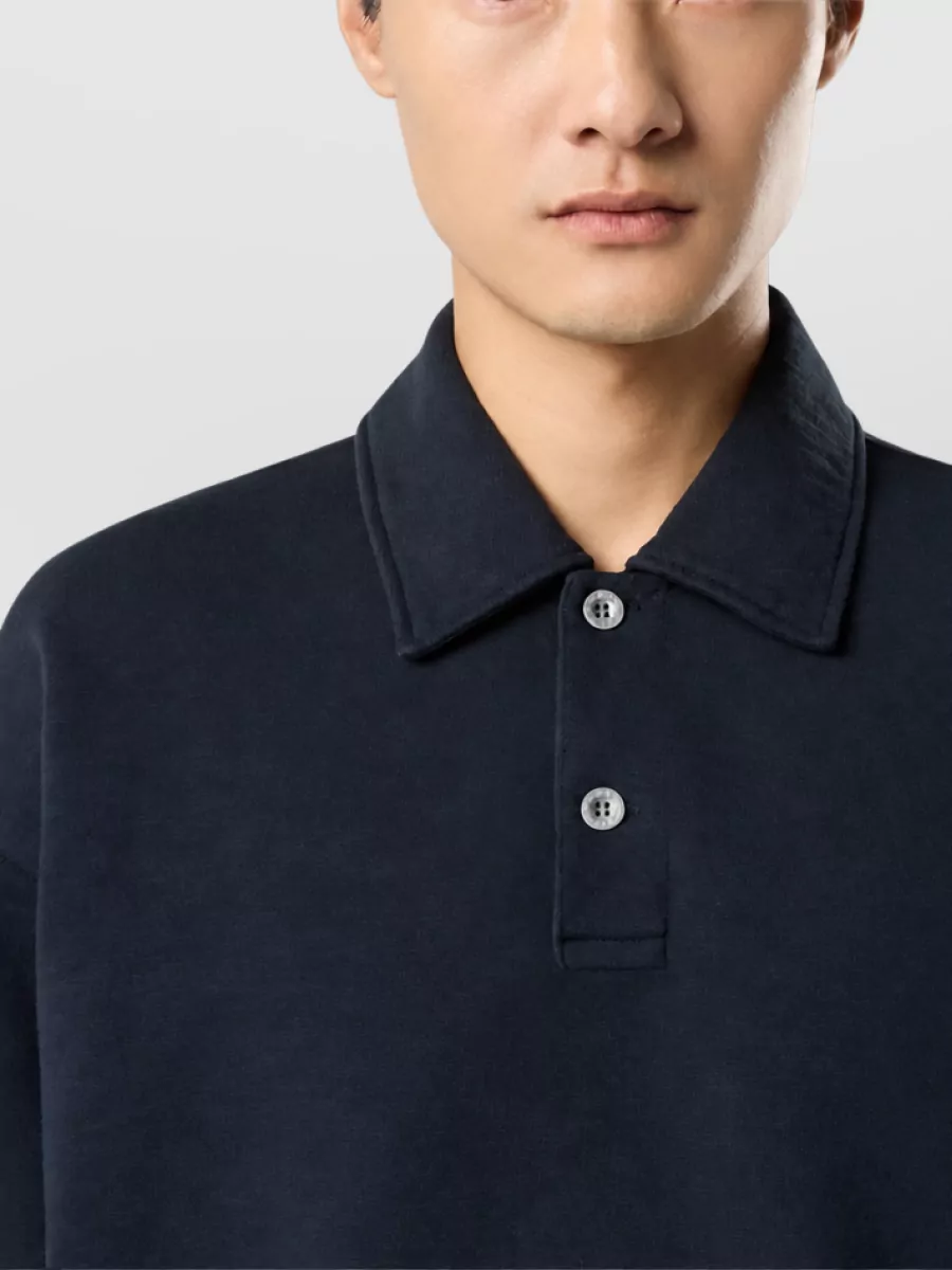 Stone Island Cotton Oversized Long-Sleeve Polo Shirt