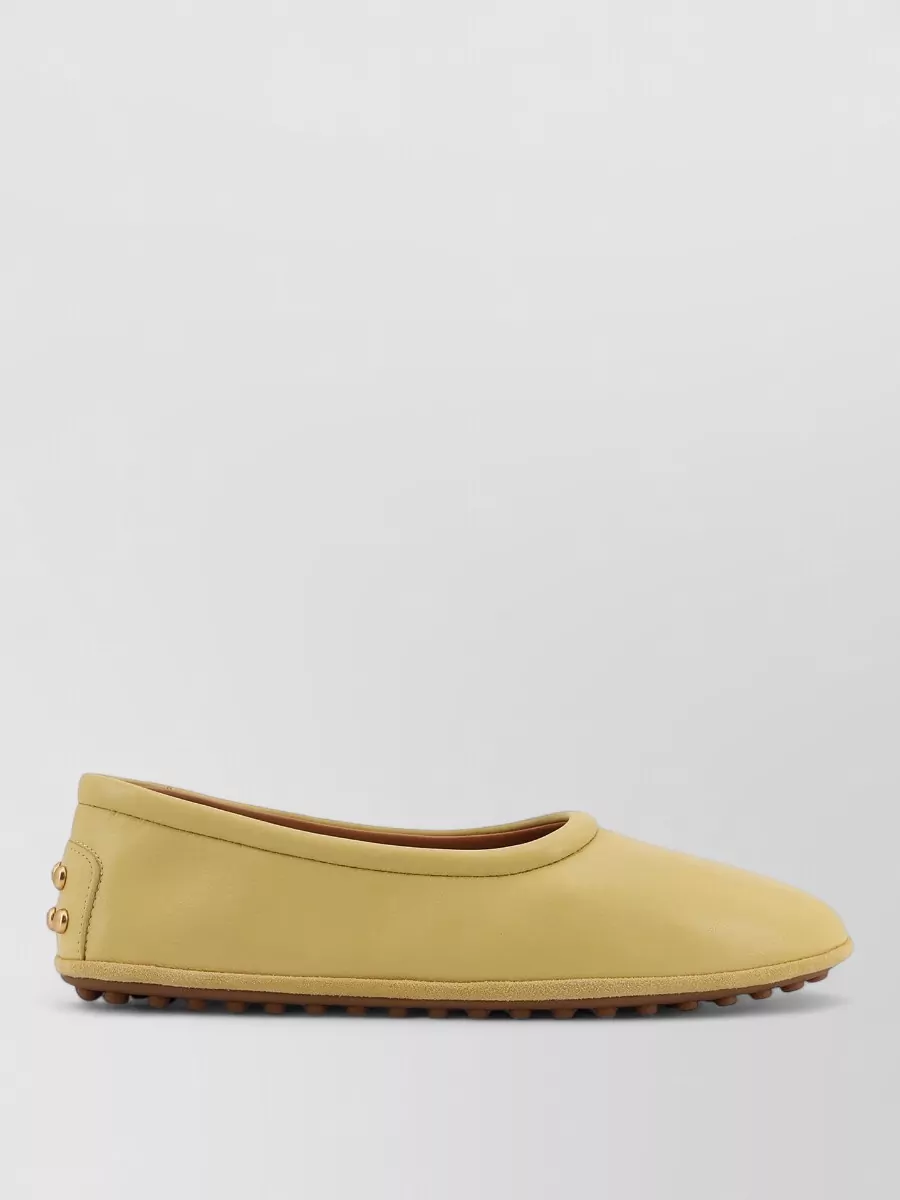 Tod's Leather Ballerina Shoe Gomminos Heel Detail