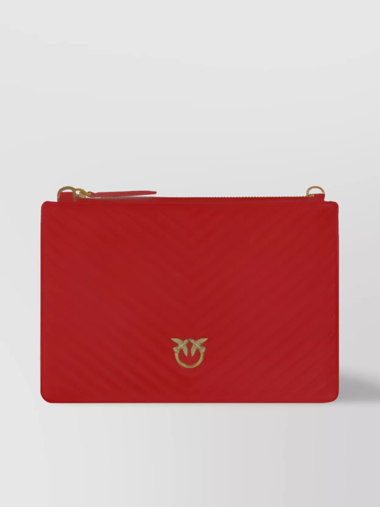 Pinko Quilted Rectangular Clutch Bag With Removable Chain In Red