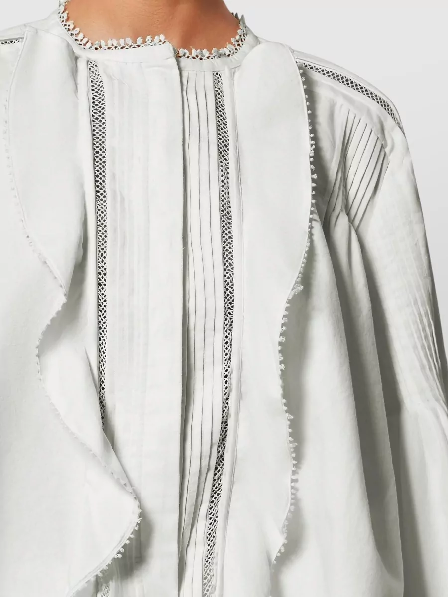 Isabel Marant Shirt Lace Trim Long Sleeves Pleated Ruffles