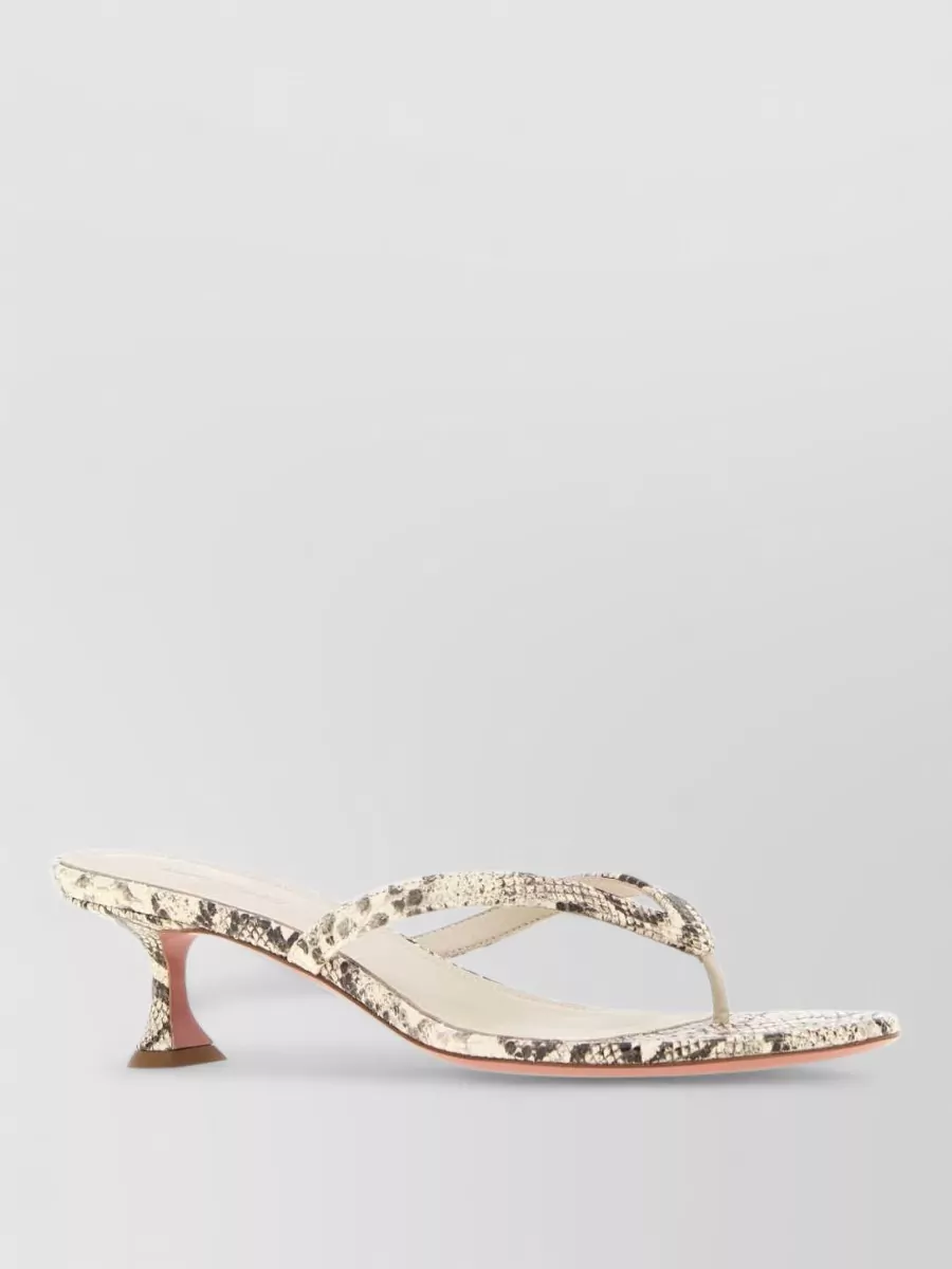 Amina Muaddi Leather Printed Thong Mules