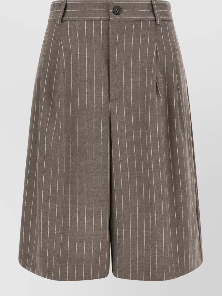 P.a.r.o.s.h. virgin wool pinstripe high-rise wide-leg bermuda shorts