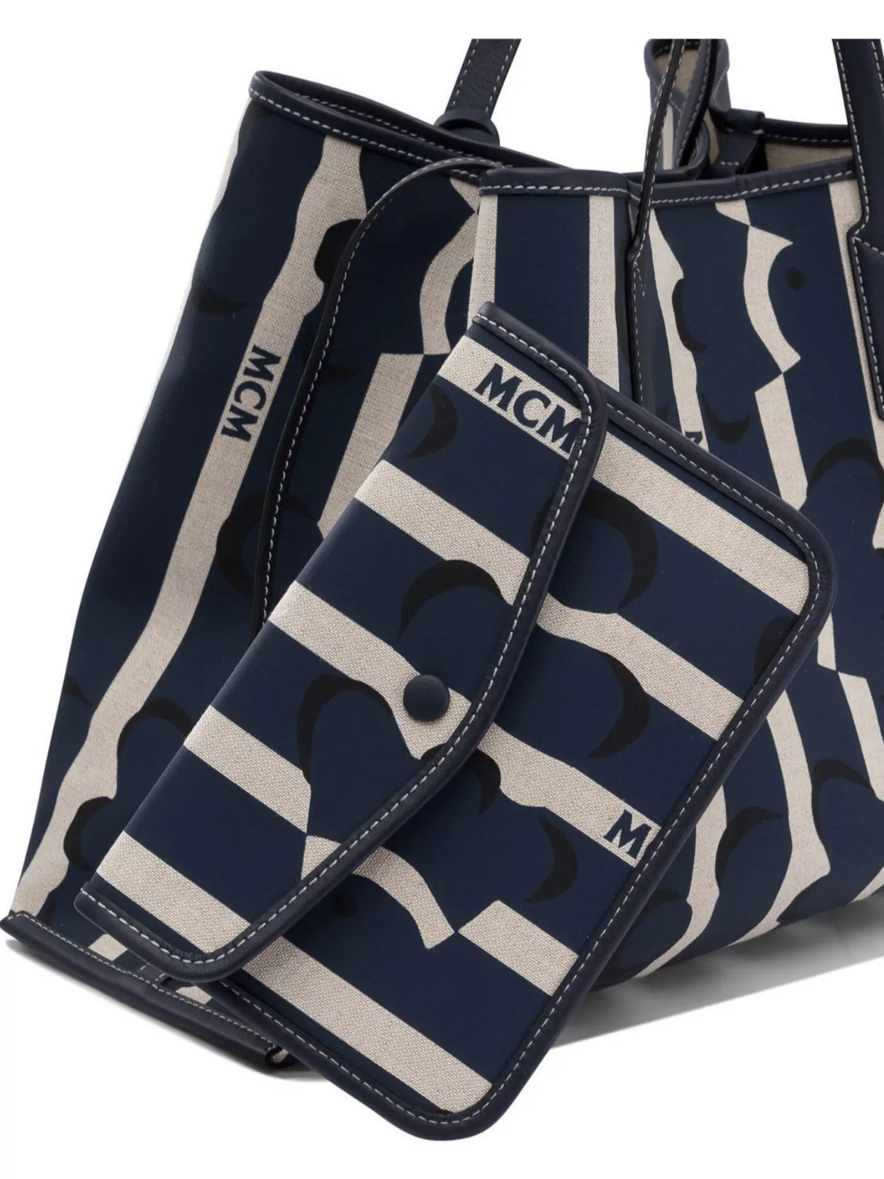 Mcm Striped Pattern Tote Bags With Dual Handles