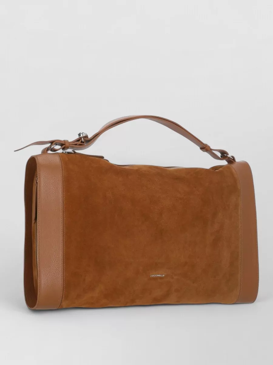 Coccinelle Suede Leather Shoulder Bag Adjustable Handle