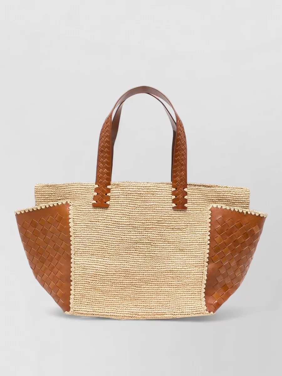 Dragon Diffusion X Sovani Woven-raffia Leather-panel Tote Bag