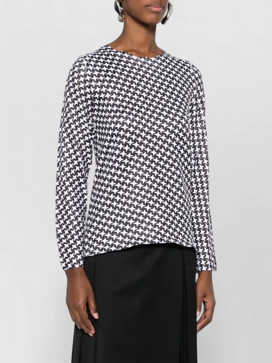 Comme Comme Fine-Ribbed Star-Print Long-Sleeve Blouse
