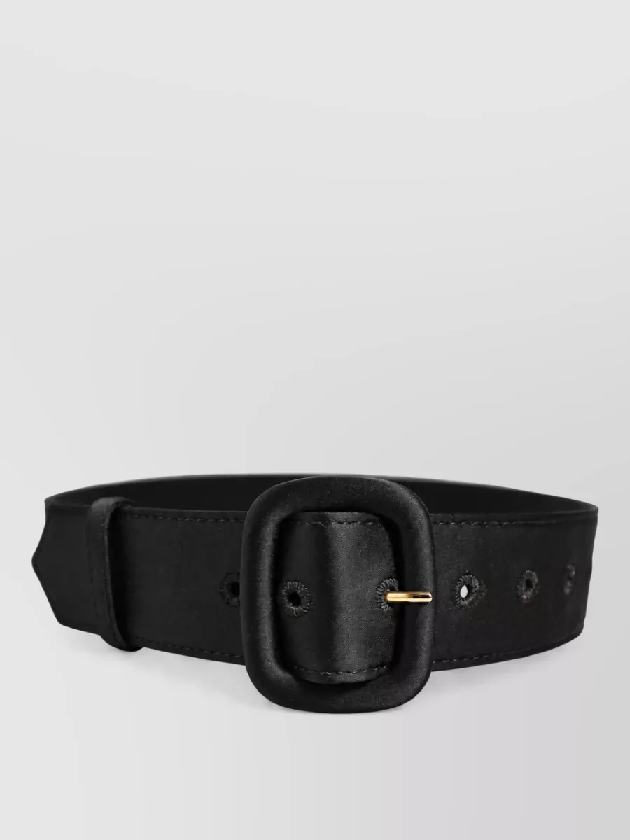 Dolce&Gabbana Wide fabric belt — The unembellished Dolce&Gabbana black belt can subtly define the waist without competing with pleats or hardware, aligning with the minimalist, quiet-luxury intent of the outfit.