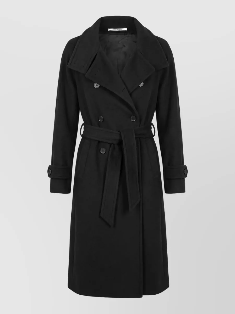 Tagliatore virgin wool double-breasted belted coat