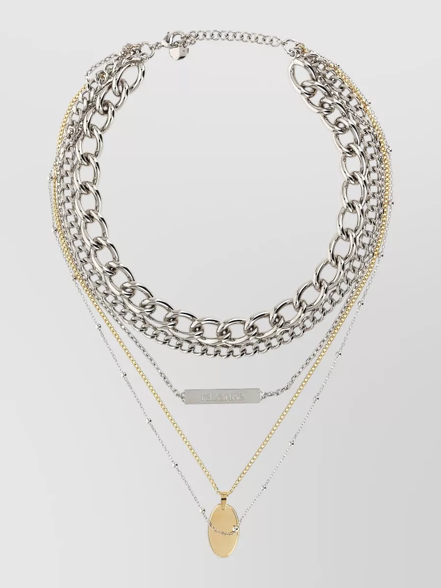 Paco Rabanne layered brass necklace