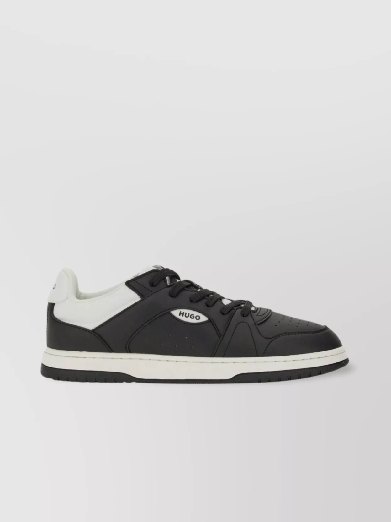 Hugo Leather Sneaker With Contrast Heel Tab